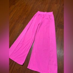Wide Leg Pink Jogger Pants with Elastic Waist